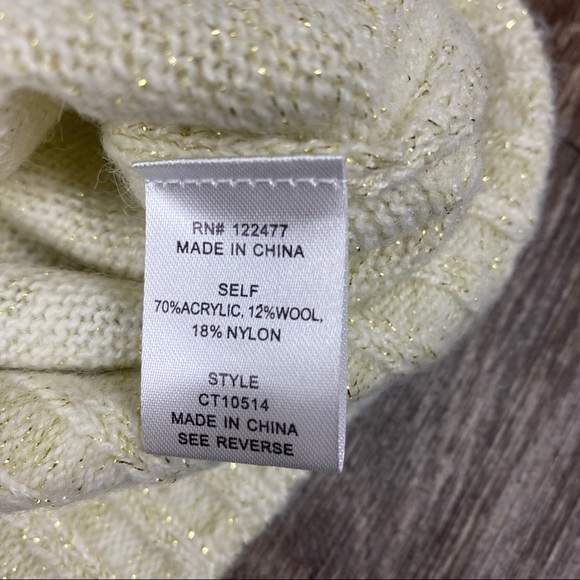 NSR Mock Neck Cream & Gold Metallic Knit Sweater - Picture 6 of 6